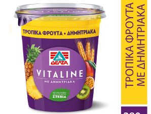 Επιδόρπιο Γιαουρτιού Vitaline με Δημητριακά και Τροπικά φρούτα 0% λιπαρά Δέλτα (380g)