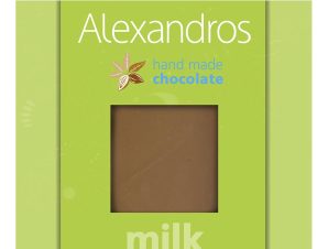Χειροποίητη σοκολάτα γάλακτος με γλυκαντικό στέβια “Alexandros” 90g>